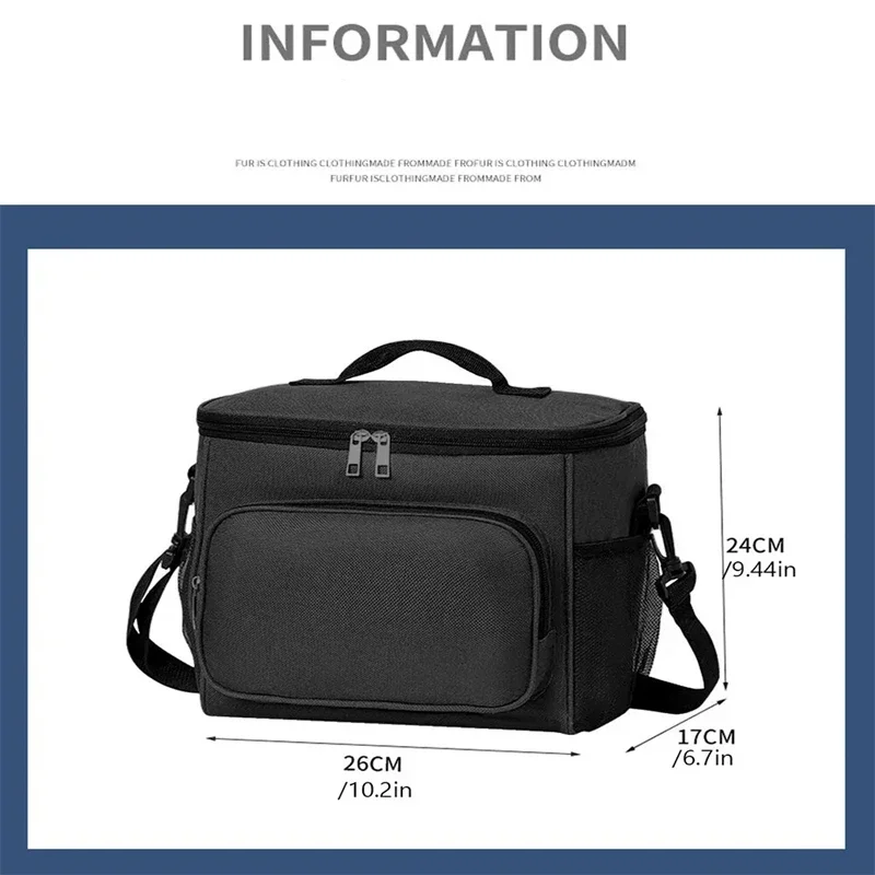 1Pcs Portable Lunch Bag Food Thermal Box Durable Waterproof Office Cooler Lunchbox With Adjustable Shoulder Strap Insulated Case