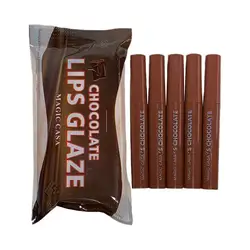 Chocolate Lip Glaze Set Velvet Matte Lipstick Long-lasting Rich Cream Lipstick Milk Coffee Lip Color Makeup Liquid Lip