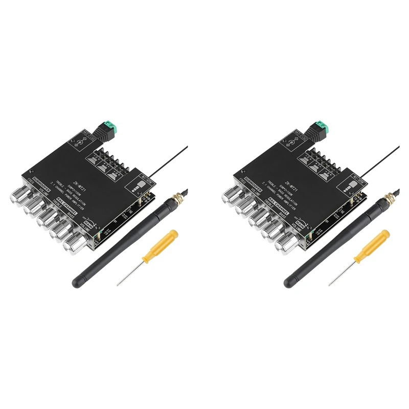 2X ZK-MT21 2.1 Channel Bluetooth 5.0 Subwoofer Amplifier Board 50WX2+100W Power Audio Amplifier Board With Antenna