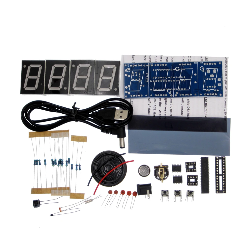 Kits DIY Versão Discurso do Relógio Eletrônico Digital 51 Relógio Eletrônico de Chip Único DIY LED Suite YD-030 (sem bateria)