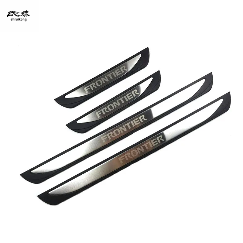 4PCS/SET Plastic Stainless Steel For 2017-2023 Nissan FRONTIER PRO 4X Auto Door Sill Pedal Welcome Scuff Plate Cover Car Sticker