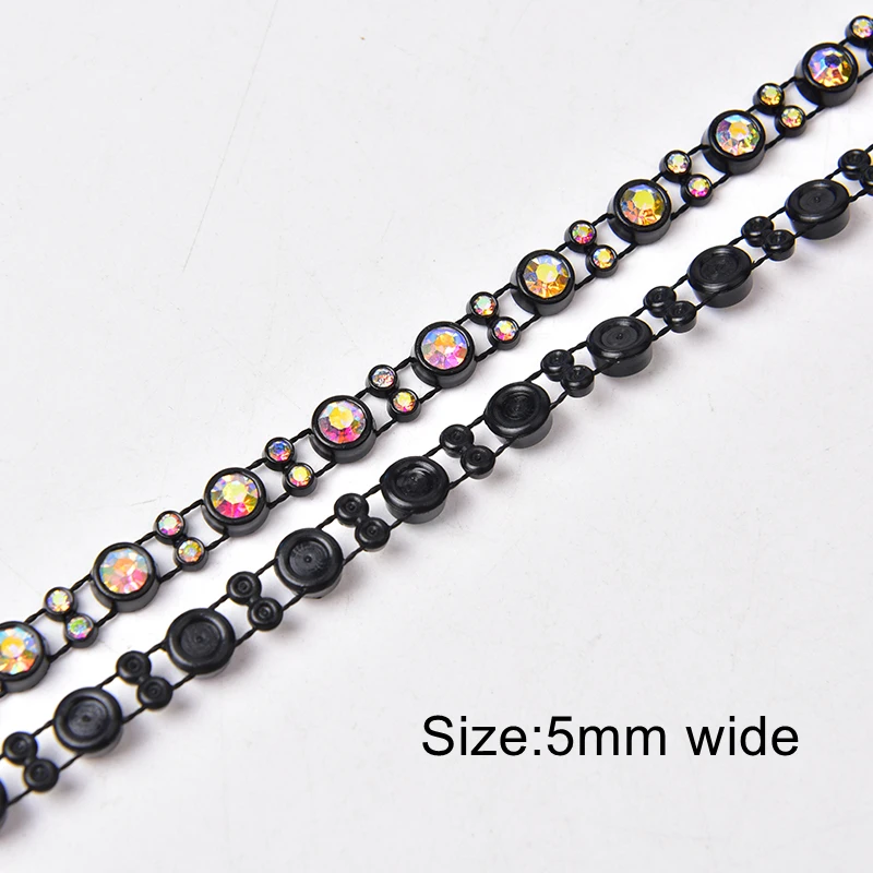 5 Meter Plastic Rhinestone Banding Glitter Crystal Ab String Trim Garment Accessories Chain For Needlework Bags Bags Decoration