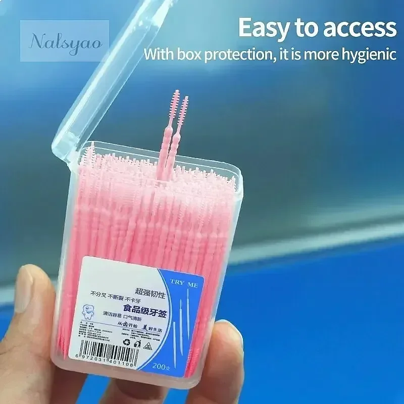 Portable Ultra Fine Disposable Double Head Toothpick 200Pcs Family Box Packed High End Creative Fruit Stick