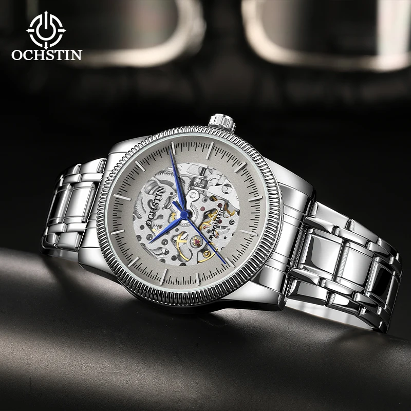 OCHSTIN Men's Automatic Mechanical Movement Watches New Man Stainless Steel Watch Mineral Hardened Glass Waterproof Male Clock