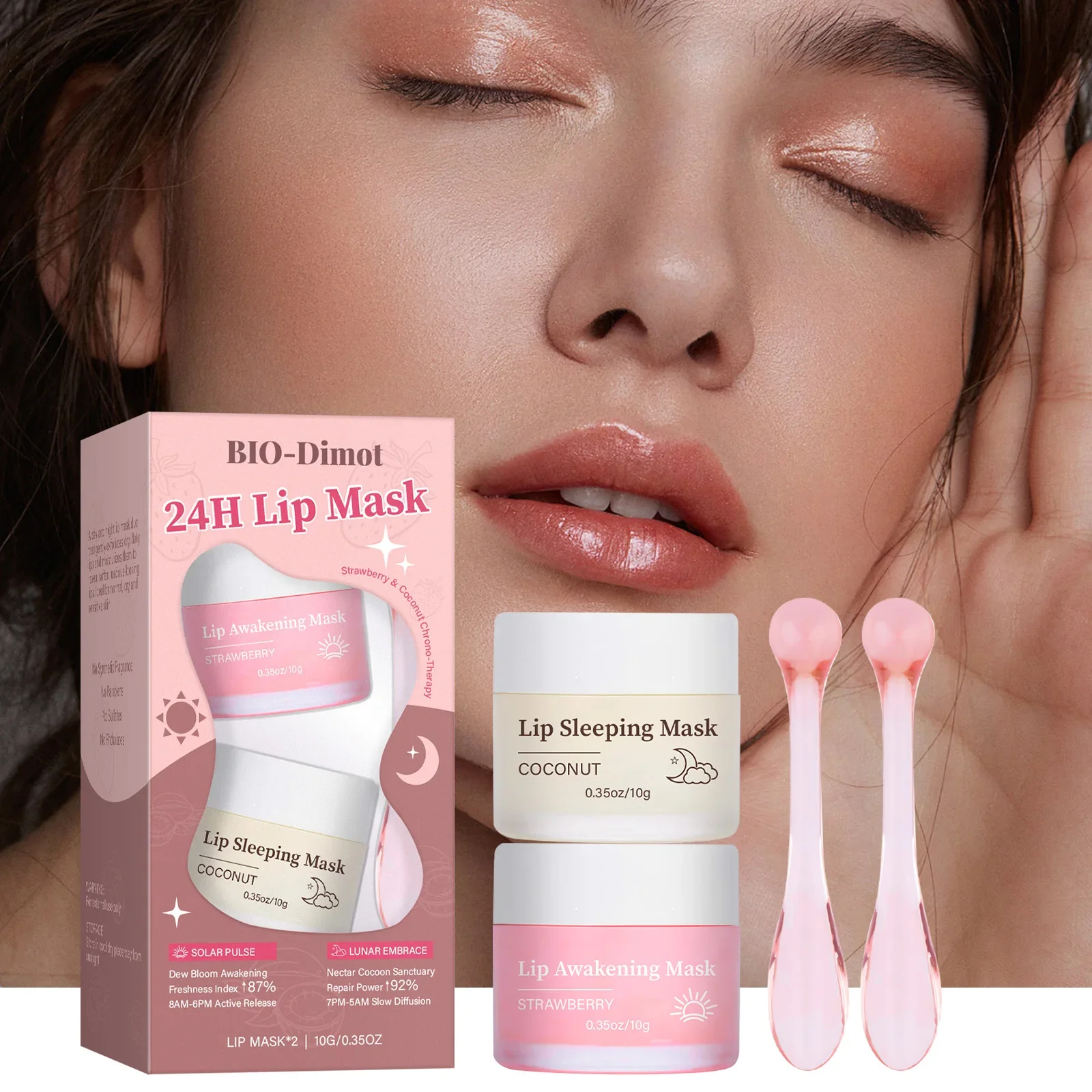 

Увлажняющая маска для сна для губ, дневной и ночной уход за губами, лечение против растрескивания, питательный отшелушивающий уход за губами, клубника/кокос