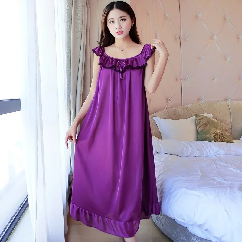 Oversize 6XL O Neck Women Satin Nightgown Sexy Sleepwear Short Sleeve Ladies Silk Nightwear Sleep Wear Night Gown Lingerie Dress