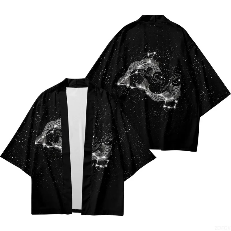 Traditional Samurai Kimono Men's Constellation Pattern Cosplay Women's Cardigan Yukata Summer Cardigan