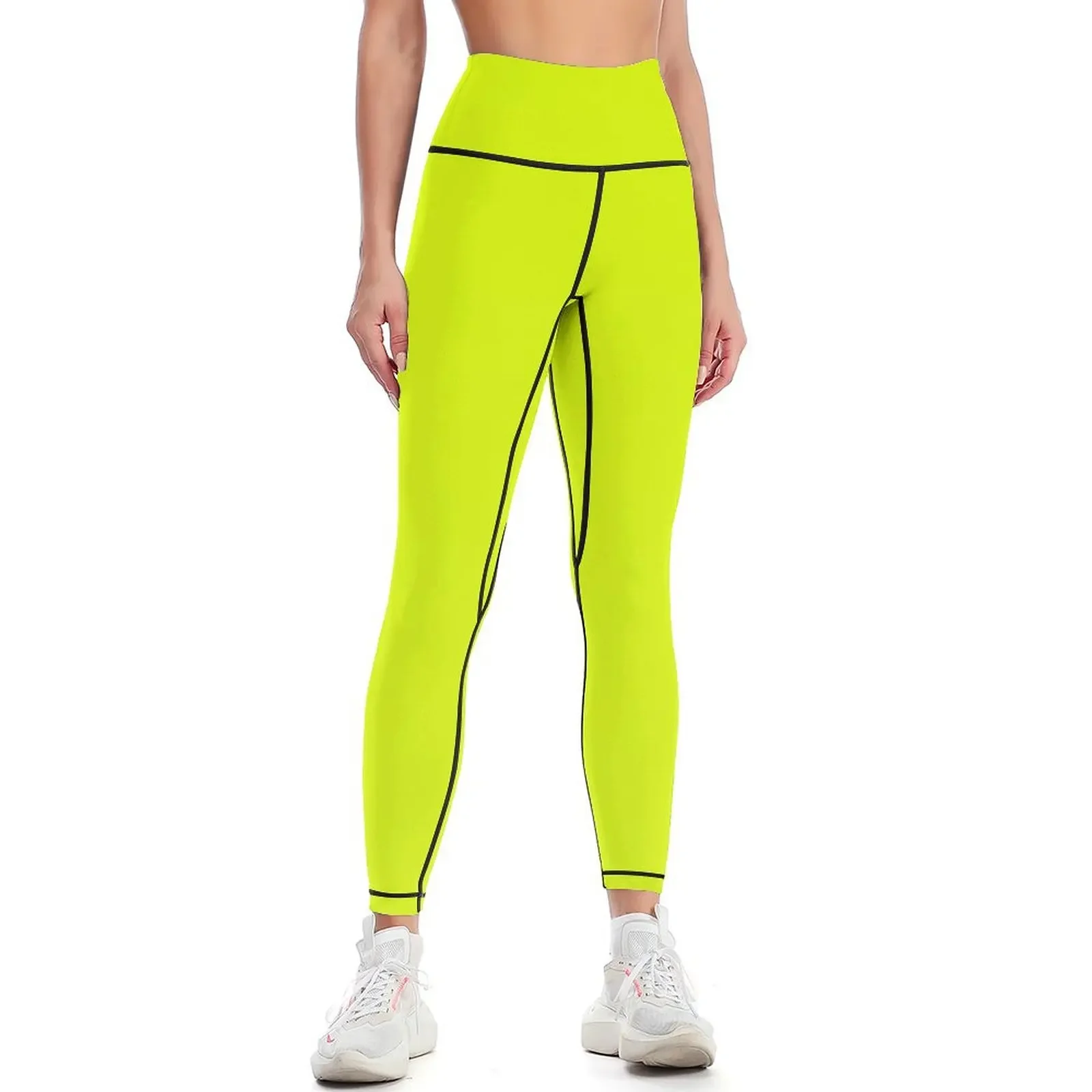 Женские леггинсы Chartreuse Yellow Solid Color, однотонные, для фитнеса, с высокой талией, спортивные, для push-up эффекта.