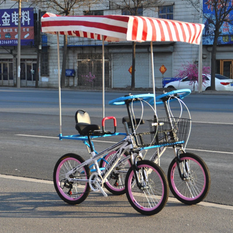 Double/Triple Bicycle, Double Steering Wheel Couple Tour Child and Mother Attractions Taxi, Disc Brake, Variable Speed