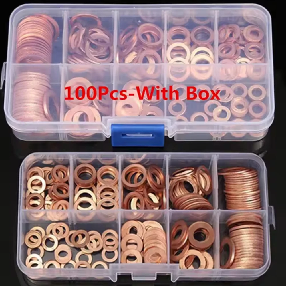 300/280/200/100Pcs Washer Copper Sealing Solid Gasket Washer Sump Plug Oil For Boat Crush Flat Seal Ring Tool image 2