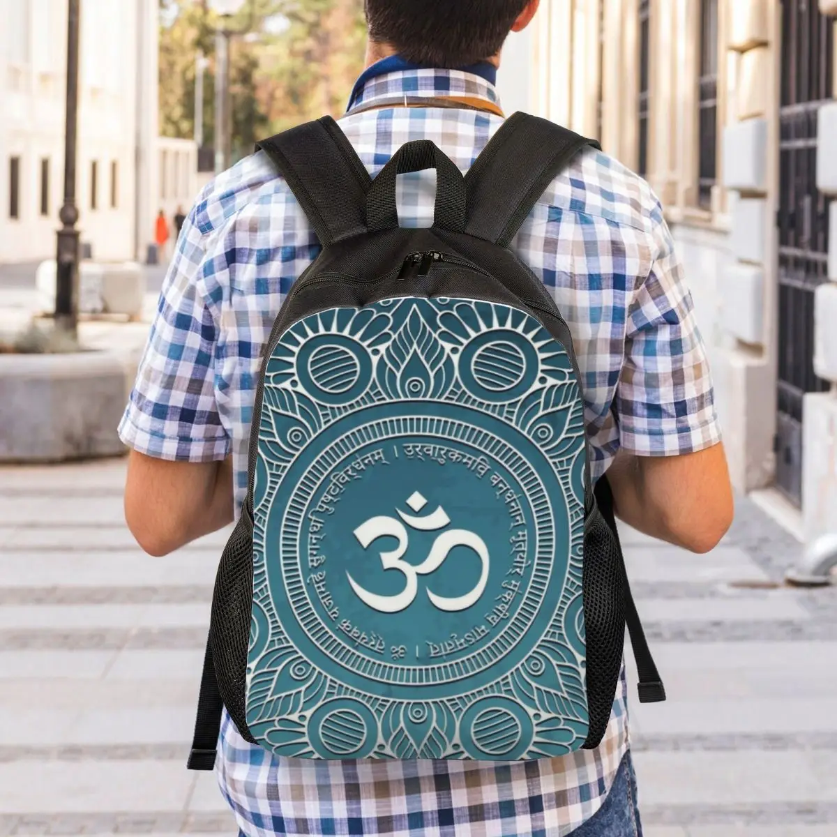 Customized Maha Mrityunjaya Mantra Backpack Women Men Casual Bookbag for College School Om Yoga Mandala Buddhism Aum Bags