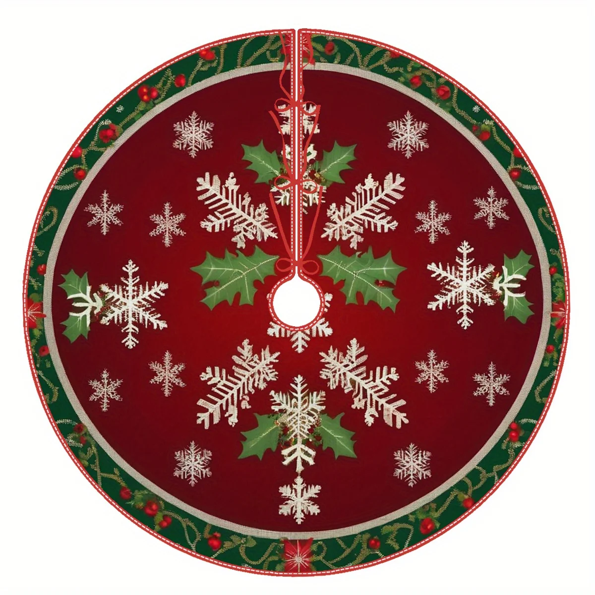 تنورة شجرة عيد الميلاد مطبوعة على شكل ندفة الثلج من VIKAMA مثالية لغرفة المعيشة، اختيار متين لديكورات المنزل الاحتفالية