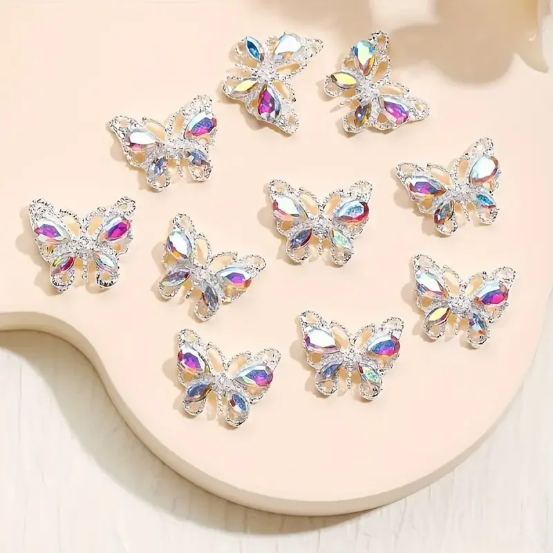 زينة فنية ثلاثية الأبعاد للأظافر على شكل فراشة ، سبيكة لامعة ، مناسبة للفتيات والنساء ، خالية من العطر ، 5 *