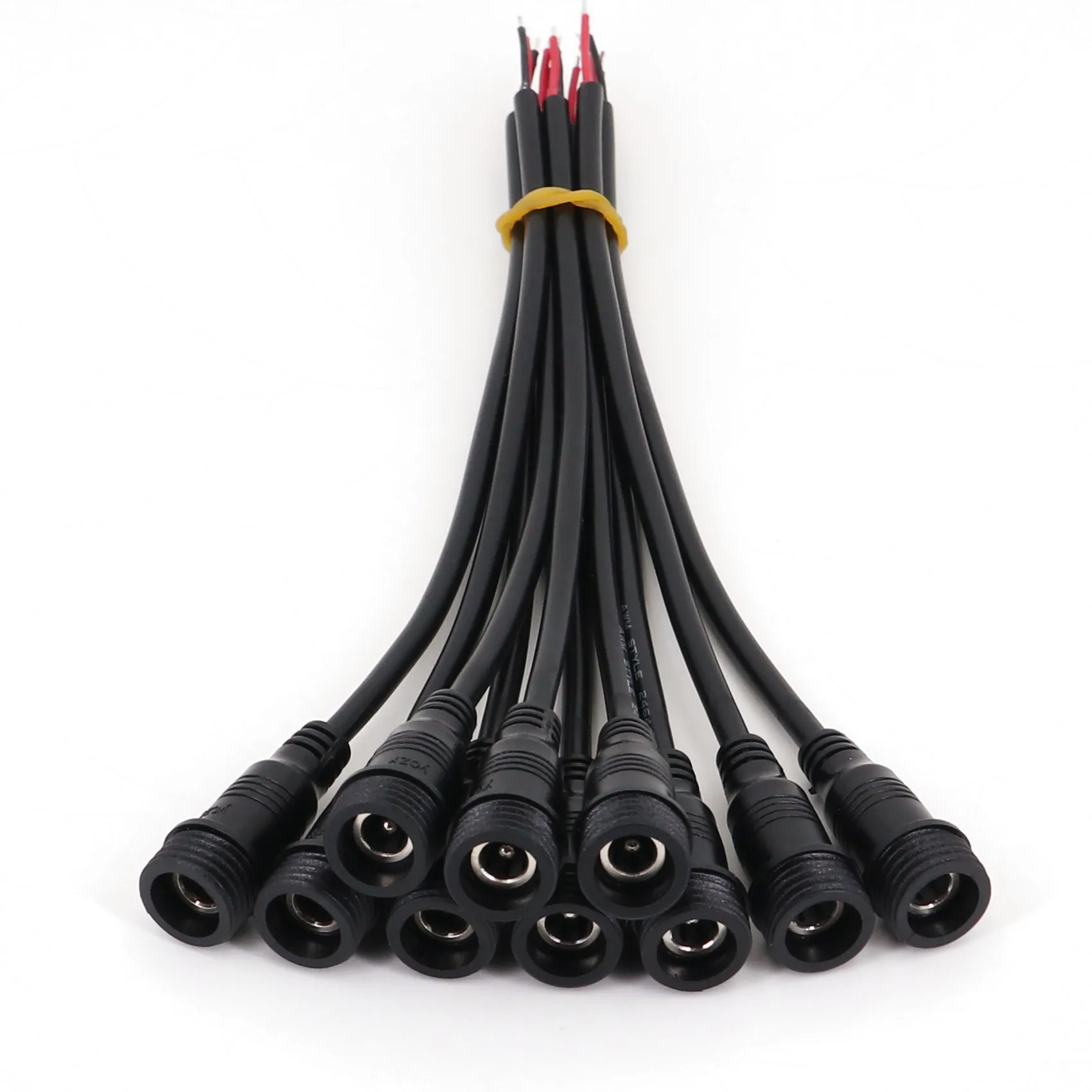 10Pairs Waterproof Black 5.5 x 2.1mm DC Power 22AWG Male and Female 20cm Cable Connector