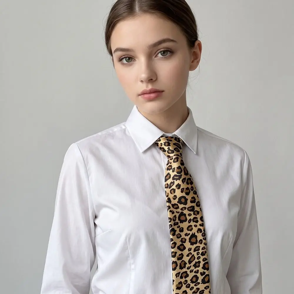 Elegante koreanische gestreifte Krawatte mit Leopardenmuster, Hemdkrawatten-Dekoration, gepunkteter JK-Uniform-Krawatte – Detail 16