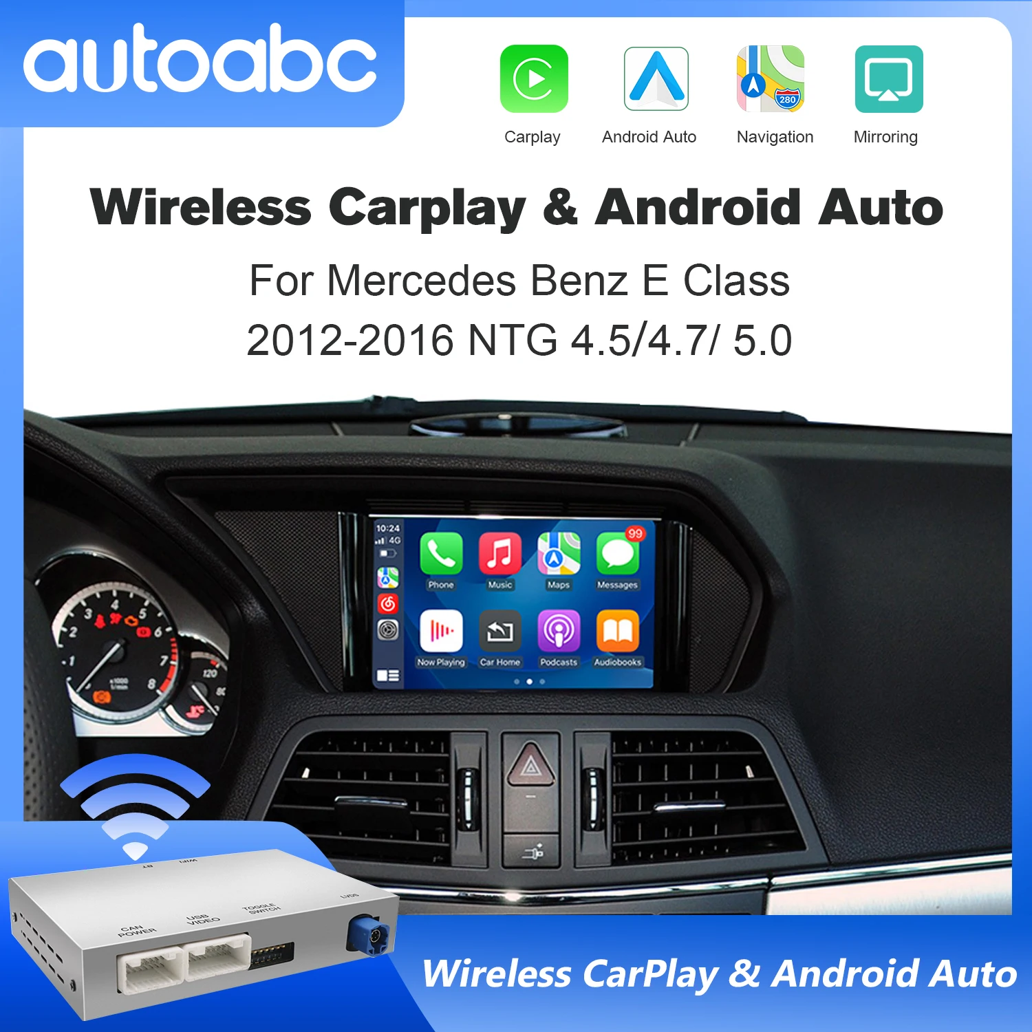 2025 CarPlay اللاسلكي الجديد لسيارة Mercedes Benz W212 W213 C207 E-Class 2012-2016، مع وصلة مرآة أوتوماتيكية تعمل بنظام Android AirPlay Car Play