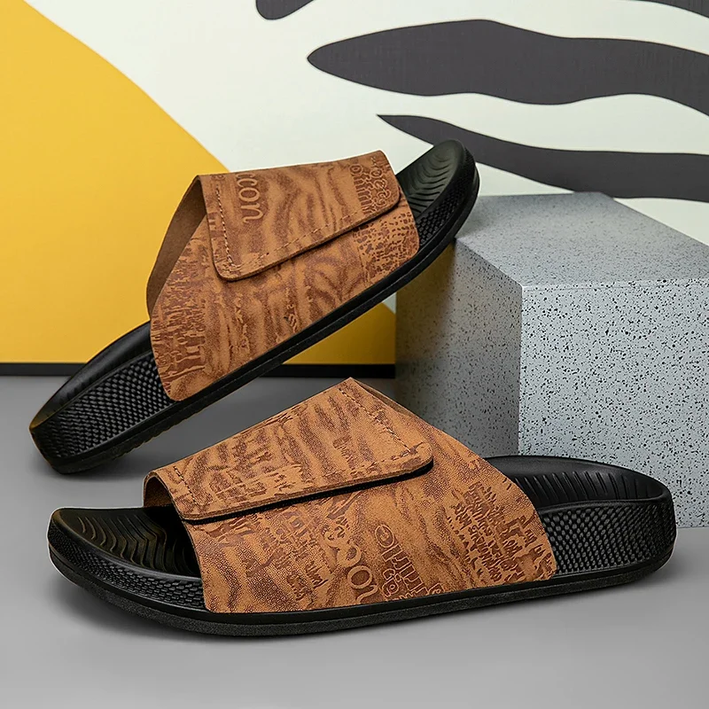 الرجال الفيلكرو وسادة هوائية شخصية جميع النعال كلمة واحدة غير رسمية 2025 الربيع والصيف الاتجاه ملابس عصرية النعال فائقة النعومة