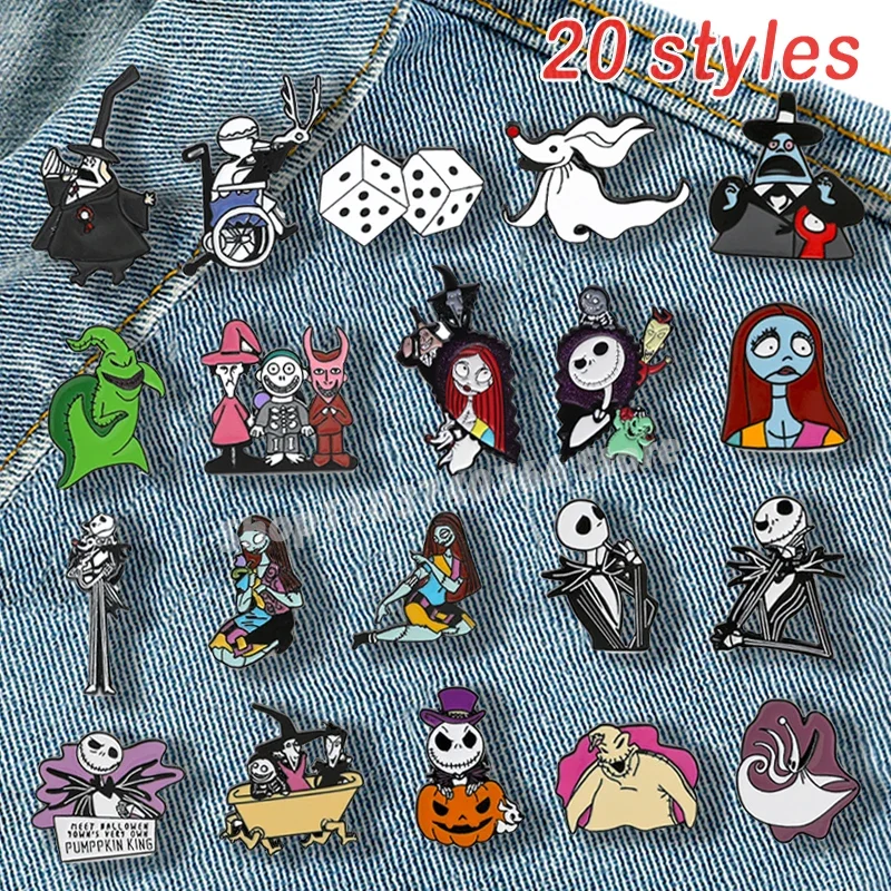 The Nightmare Before Christmas Enamel Pins Cartoon Cute Pin Accessories Backpacks Metal Brooches for Friends Boys Hallowmas Gift