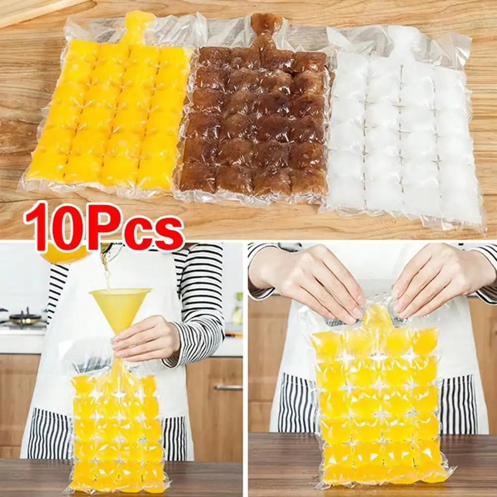 10pcs/Pack Disposable Ice Making Bags, Ice Cube Tray Mold, Summer Cold Drink Tool, Great For Daily Use & Perfect Gift