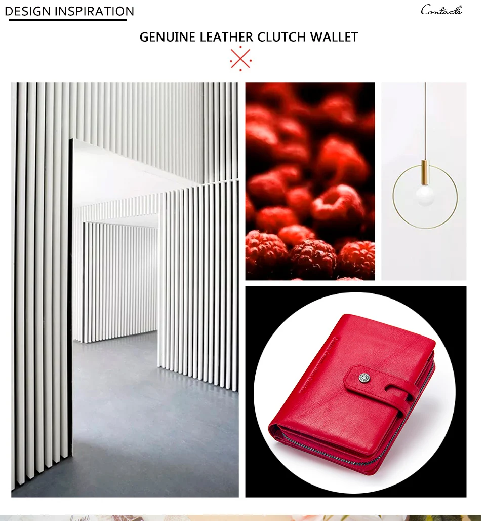 CONTACT'S Damen-Kurzgeldbörse aus echtem Leder, handgefertigt, 6 Kartenfächer, kleine Geldbörse mit Reißverschluss, Reisegeschenk für Damen, Münzbörse – Detail 2