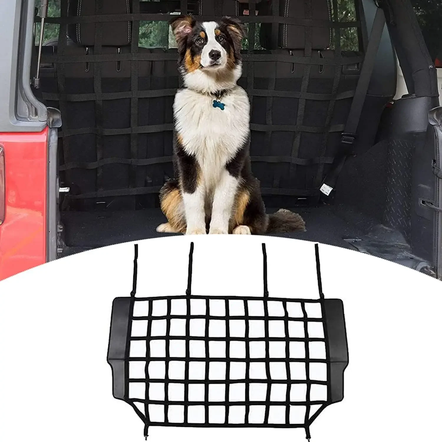 Pet Isolation Net Safety Mesh Dog Barrier for Wrangler JK JL 4 Door 2007-2022 - Secure Behind Rear Seat