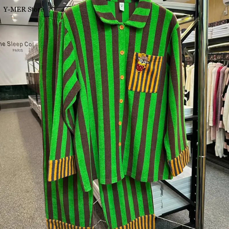 

Рождественская вечеринка, одежда для сна, роскошная хлопковая домашняя одежда, женская свободная полосатая пижама, костюм, 2 шт., ночная рубашка с героями мультфильмов, домашняя одежда, пижамы