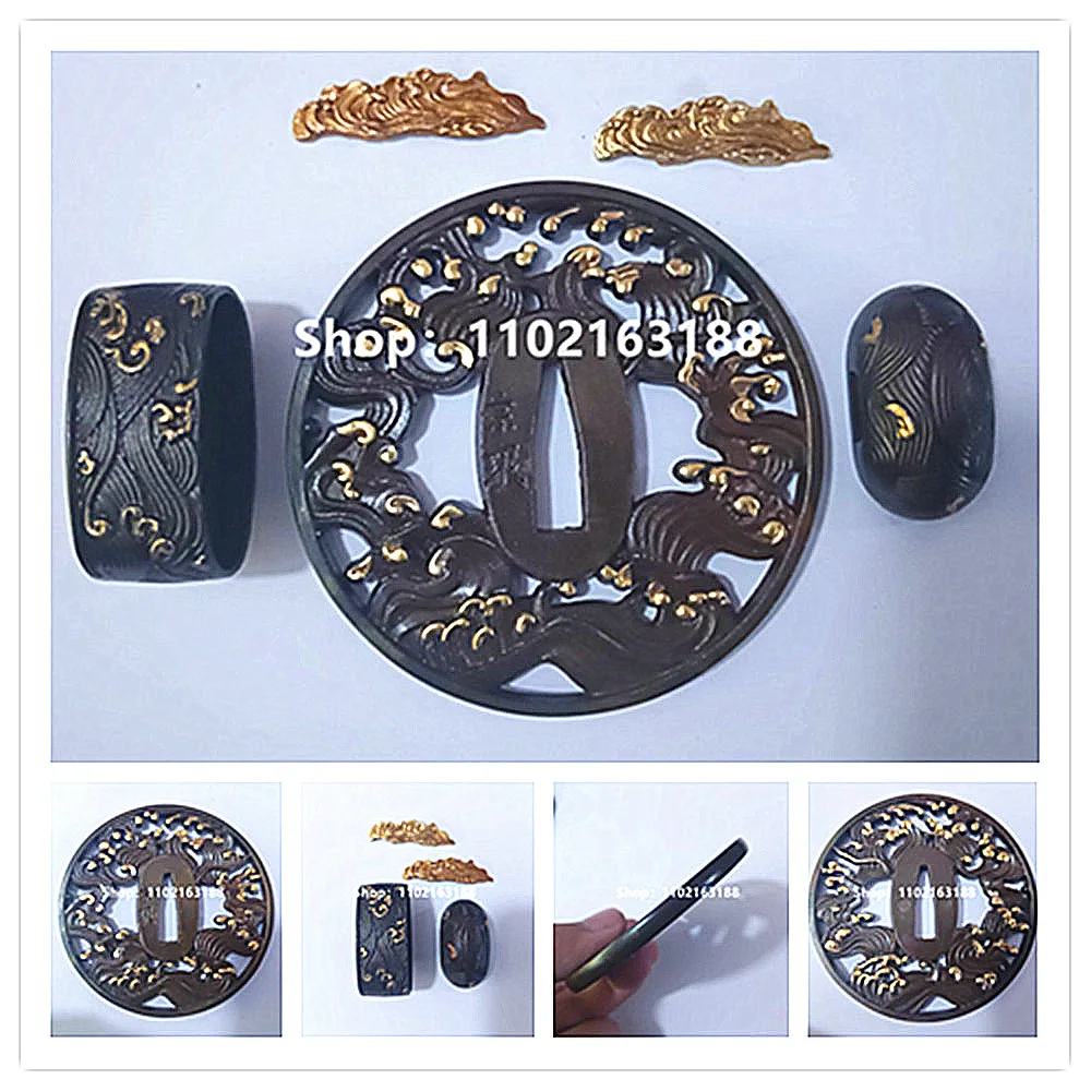 High Quality Copper Brass Material Tsuba Handguard Guard Fuchi Kashira Menuki For Real Japanese Samurai Katana Sword Fittings