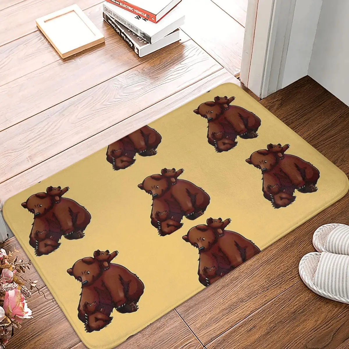 Grizzly Bear Playing Bath Mat Forest Animal Doormat Kitchen Carpet Entrance Door Rug Home Decoration