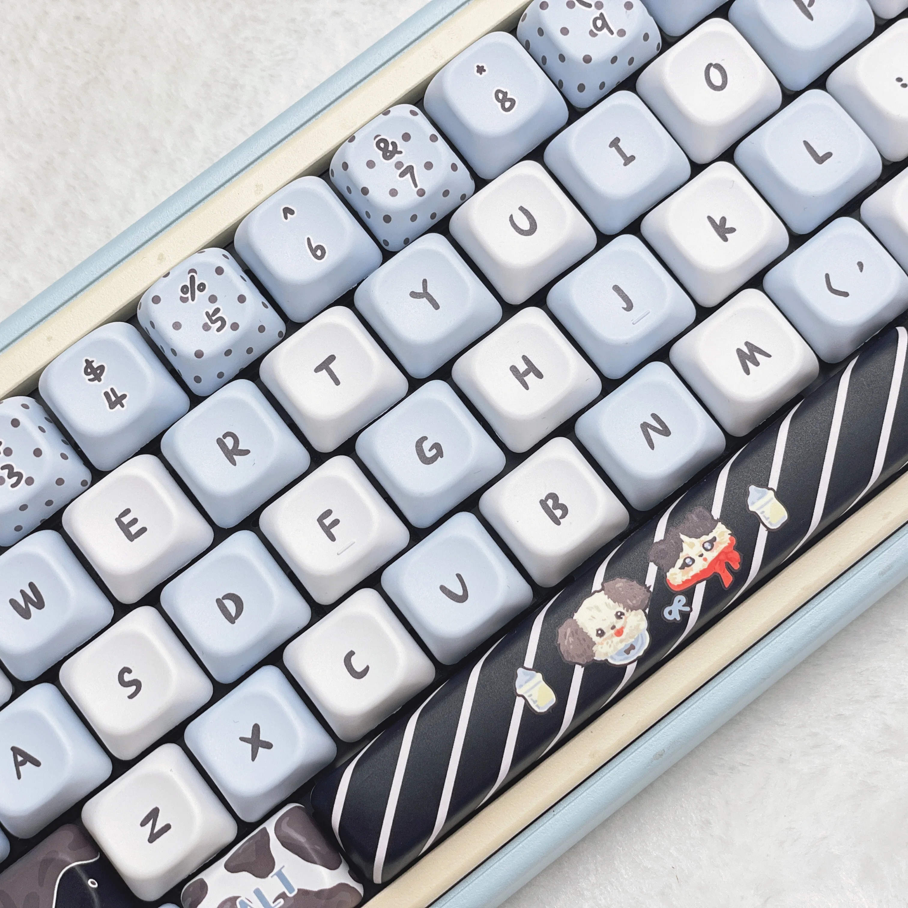 Sea Salt Cat Keycap Set EOA Profile 133/141 Keys Cartoon Cute Kitten Keycaps PBT Sublimation Blue Keyboard Caps HI75 HI8 K99 F99