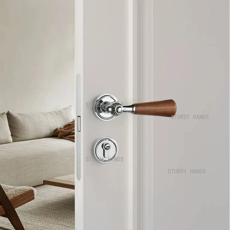 Chinese Style Zinc Alloy Silent Door Lock Bedroom Interior Door Handle Lock Security Mute Door Lock Household Hardware Supplies
