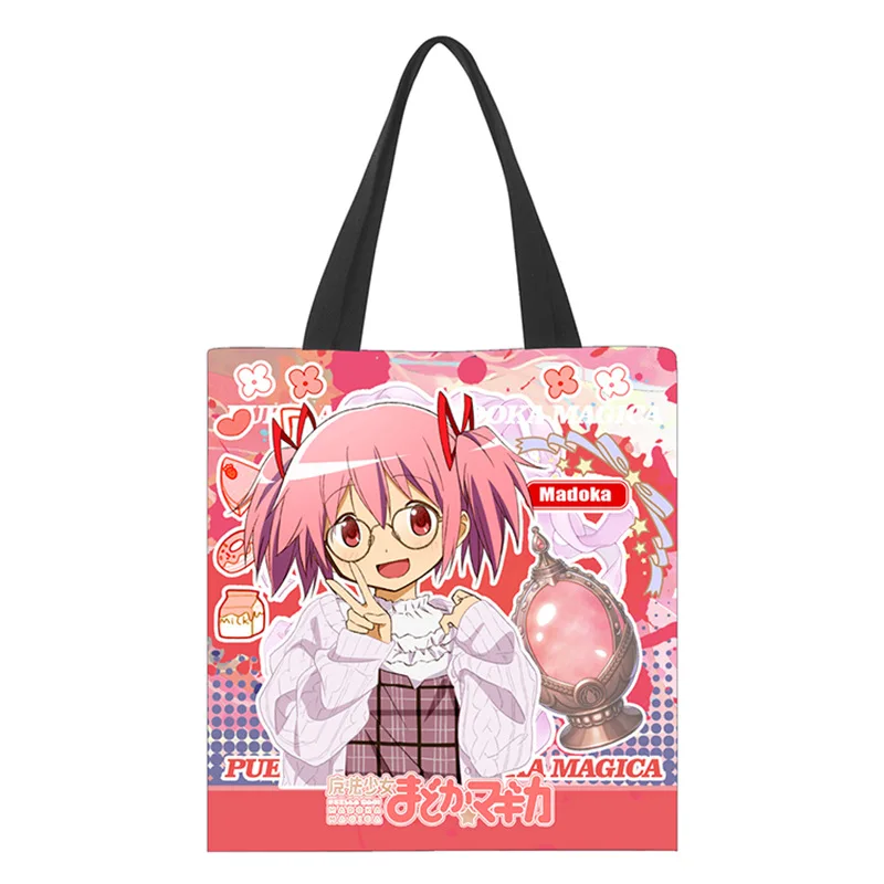 Kawaii Anime Puella Magi Madoka Magica Kaname Madoka Akemi Homura Canvas Bag Cute Cartoon Sakura Kyouko Printed Shopping Bag