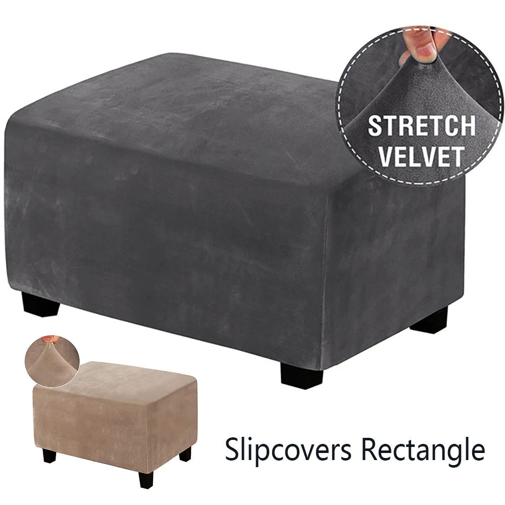 Square Footstool Cover Stretch silver fox Cover Sofa Footrest Stool Slipcover for Living Room Furniture Protector Case