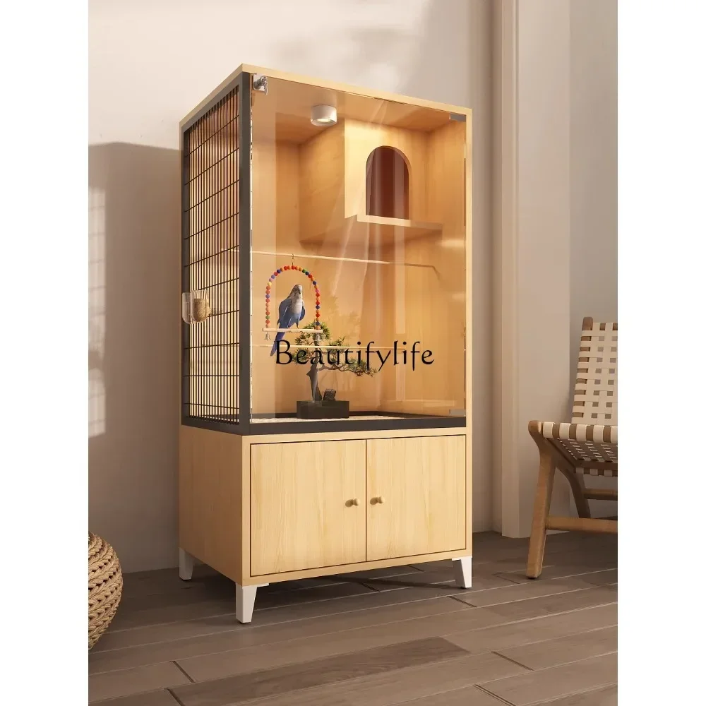 

z.Bird Cage Metal Large Transparent Villa Splash-Proof Home Ecology