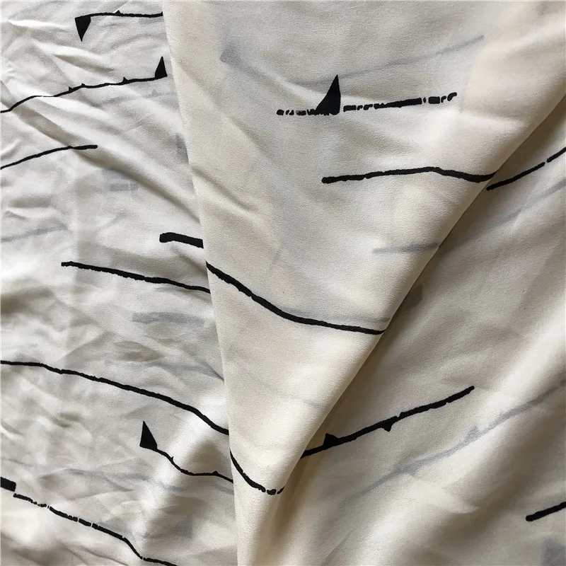 1 meter 100% Mulberry Silk 13 momme Crepe Silk Fabric White-Cream Printed 136cm 53\