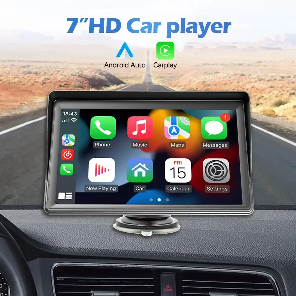 7-inch Car Monitor Wireless Carplay MP5 Portable Smart Player GPS Navigation Supports Android Auto Apple Airplay Bluetooth FM