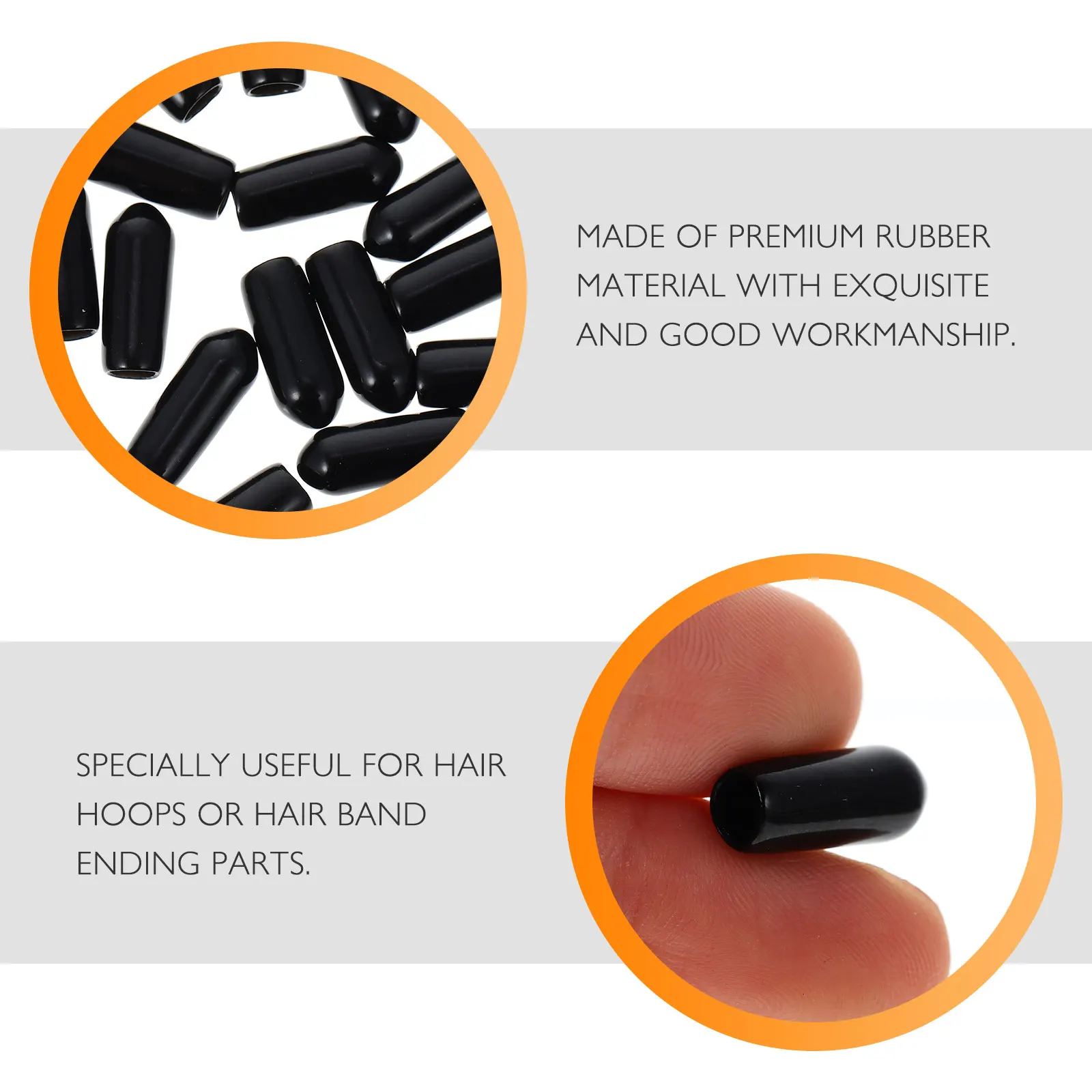 

100pcs Rubber End Caps for 4 5mm Large Size Hair Hoops Headband Parts DIY Accessories Comfortable Stopper Ends