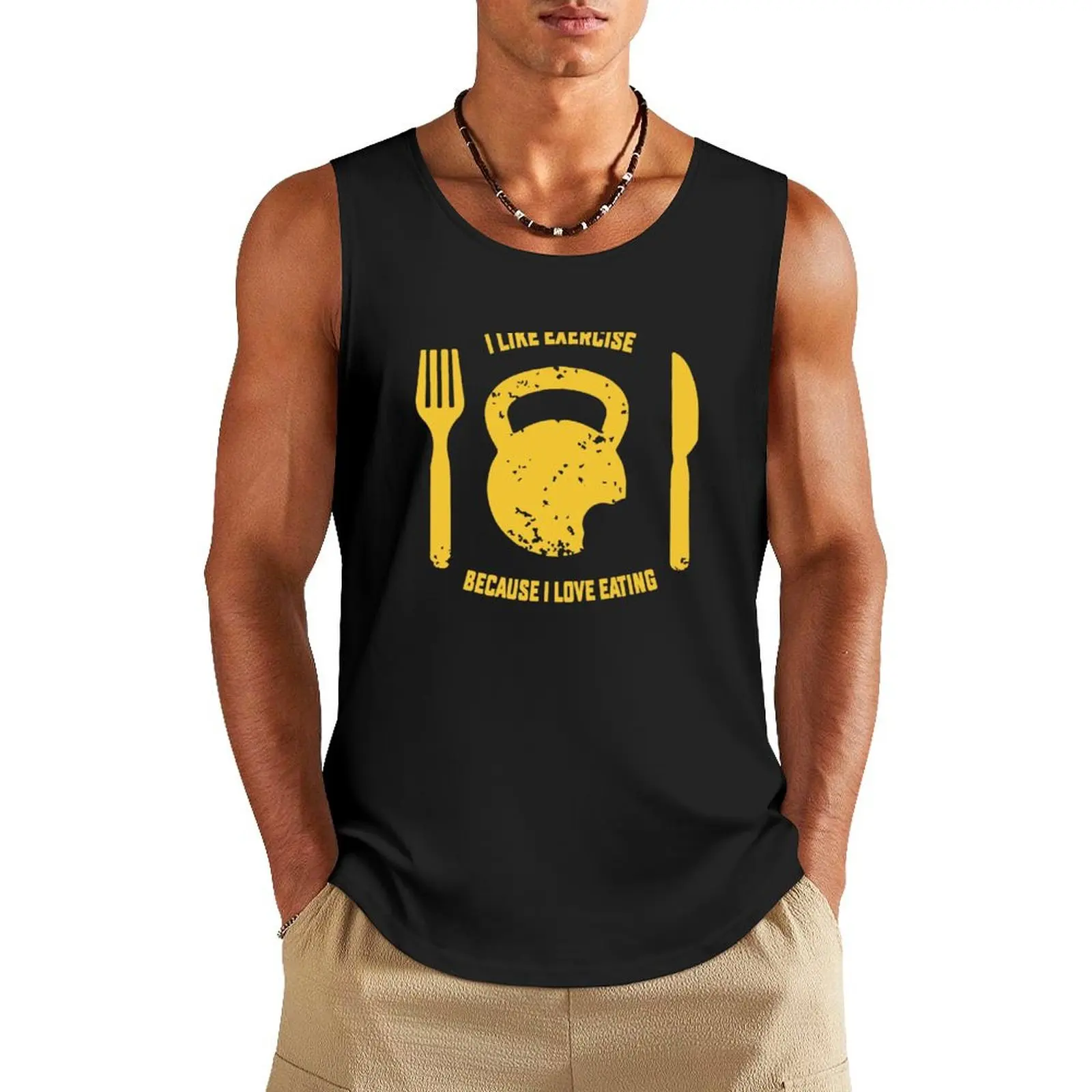 i love exercise because i love eating Tank Top sports t-shirts for men sleeveless gym shirt man fitness