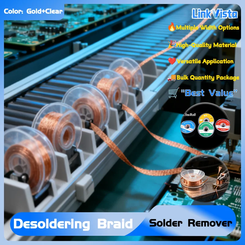 Premium Desoldering Braid Wick Kit - 1.5M Multi-Width (1-4mm) High-Efficiency Solder Remover for BGA & PCB Electronics Repair