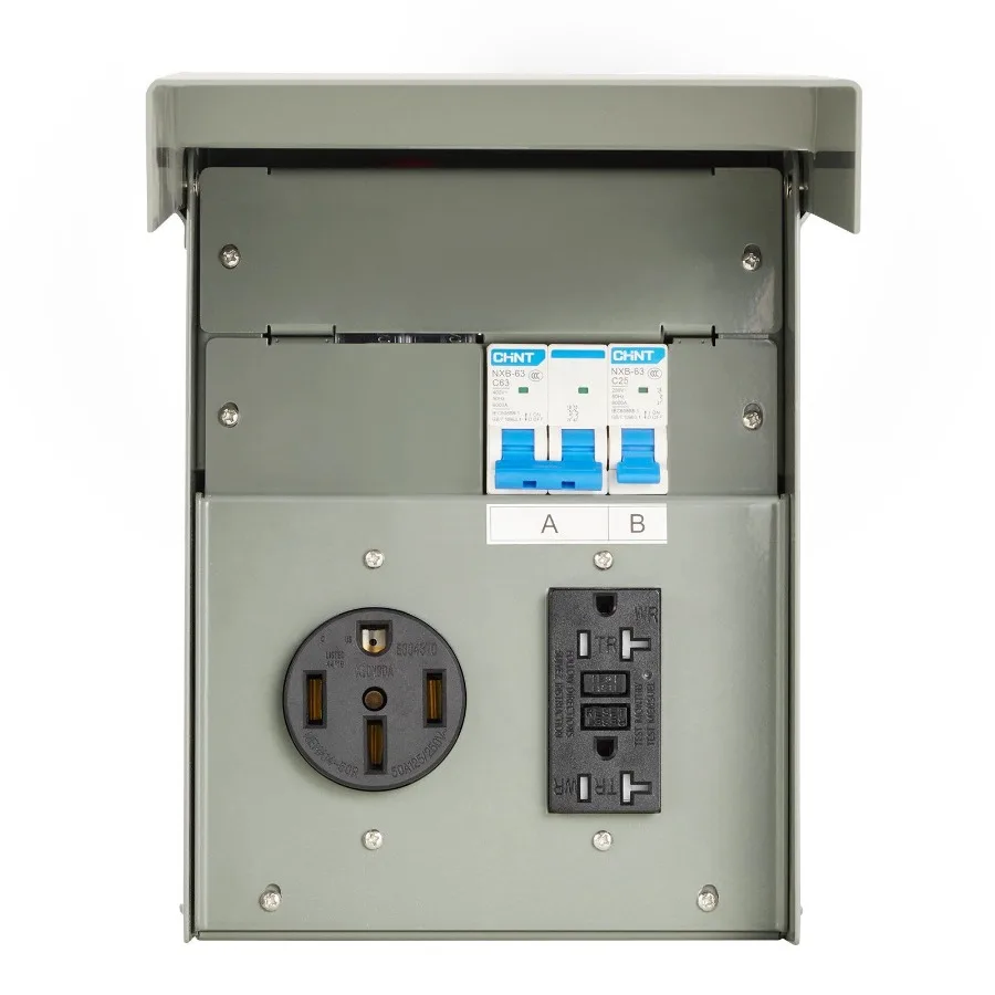 

Temporary Power Outlet Panel RV Electrical Panel 20 50 Amp RV Outlet Box