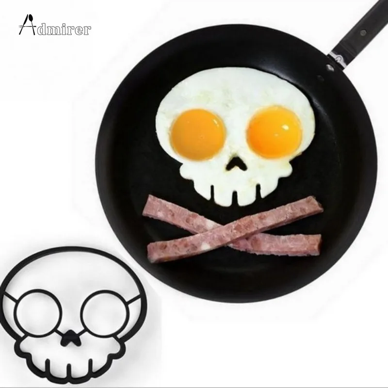 2024 New Cute Silicone Skull Egg Fried Shaped Mould Shaper Ring Kitchen Cooking Tool Cake Decoration Accessories