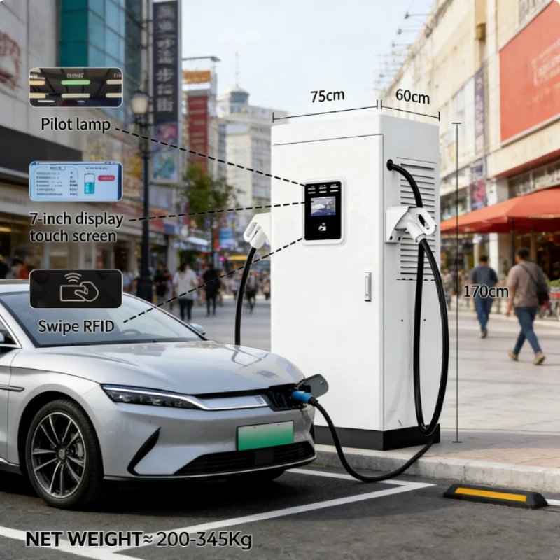 Electric Vehicle Charging Station EV Charger Charging Pile Electric Car Charger Dual Gun Floor Mounted Smart RFID Public Parking