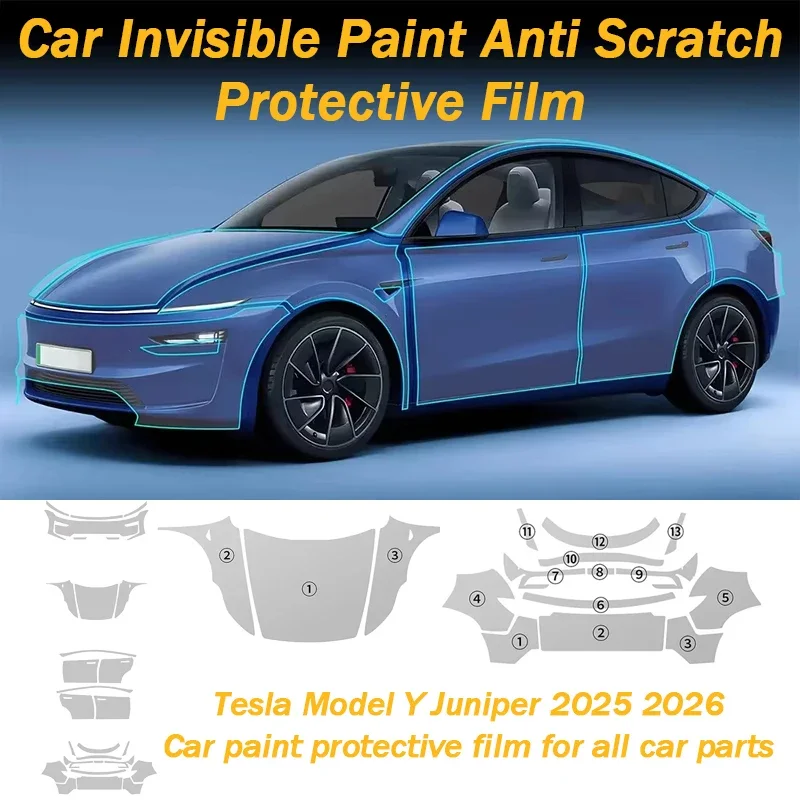 

9Mil TPU Car Paint Protection Film PPF Clear Bra Scratch Resistant Wrap for Tesla Model Y 2025 2026 Transparent Guard Cover Kit