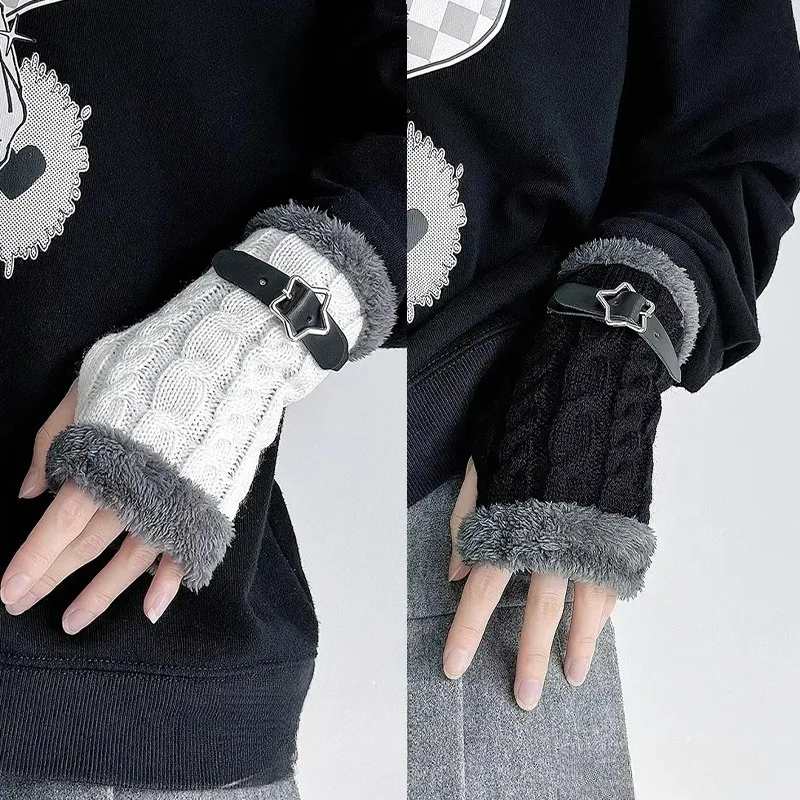 

Новые термоперчатки без пальцев, зимние сохраняющие тепло, вязаные грелки на запястьях на флисовой подкладке для женщин и мужчин, активный отдых на свежем воздухе в холодную погоду