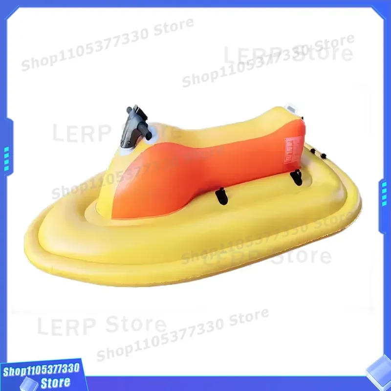Electric Remote Control Inflatable Jet Ski Boat Floating Watercraft with Propeller Motor for Kids Outdoor Pool Toy Summer Fun