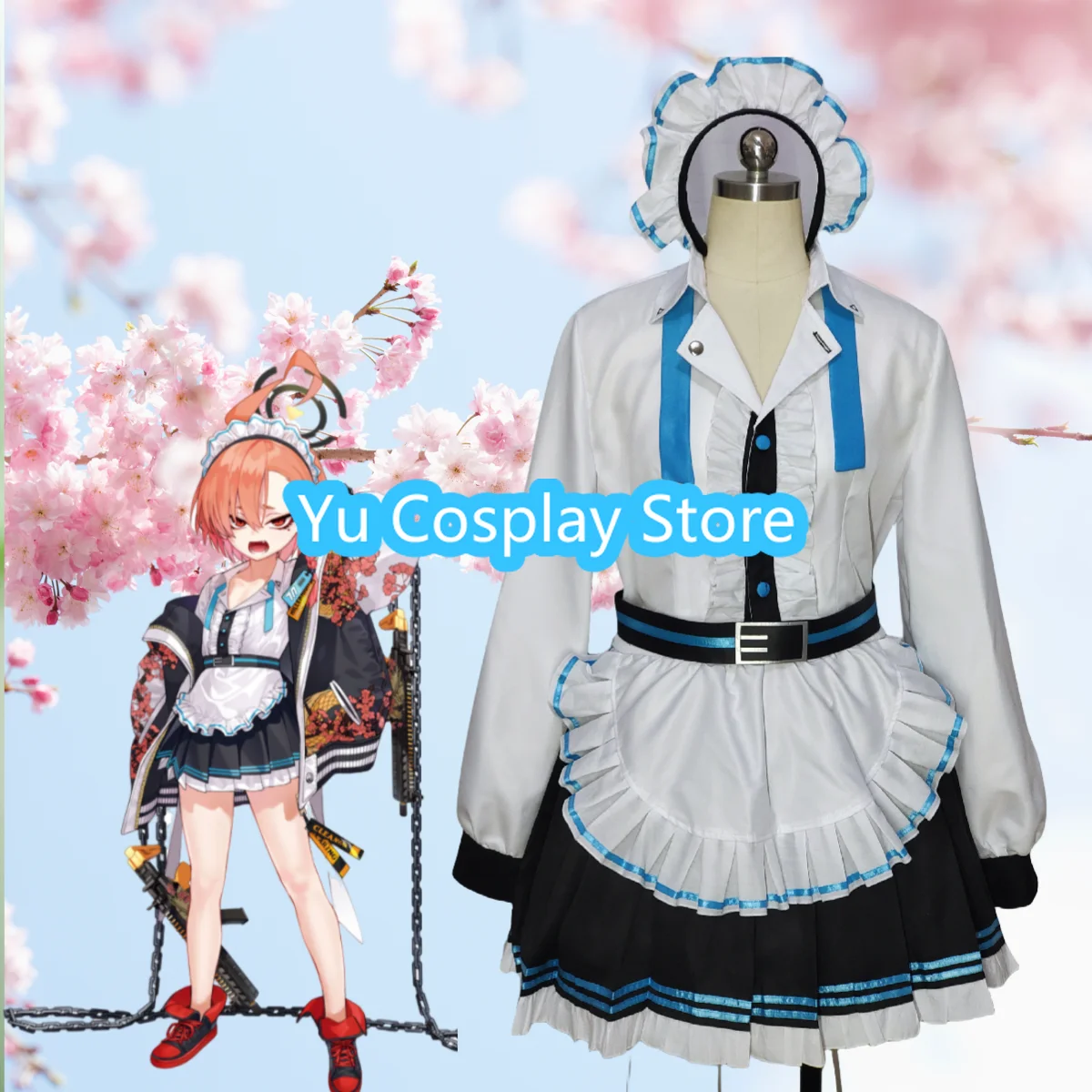 Game Blue Archive Mikamo Neru Cosplay Costume Women Cute Maid Dress Party Suit Halloween Carnival Uniforms Custom Made