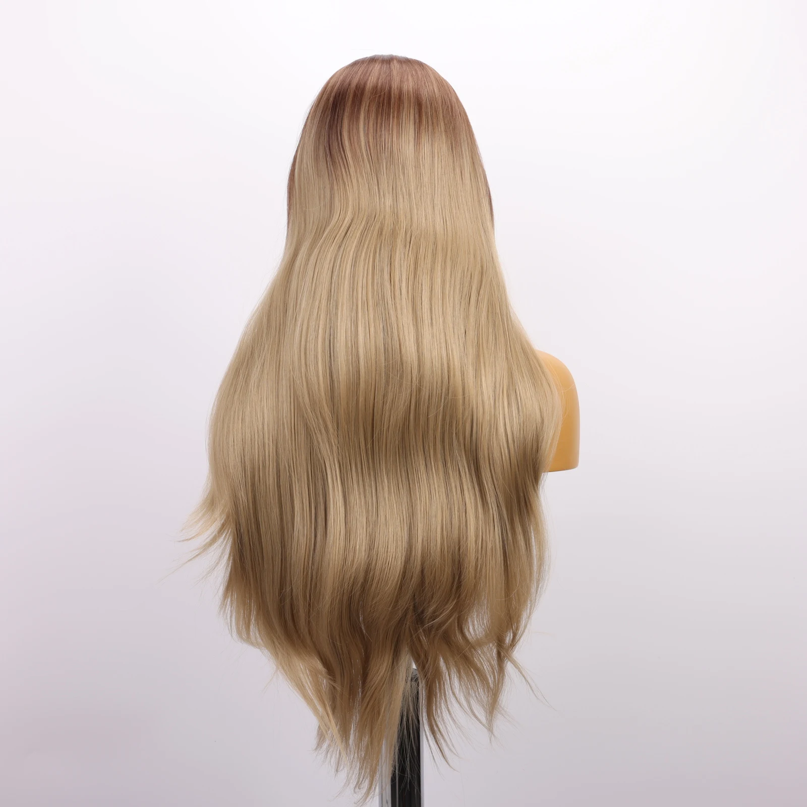 Dark Brown Stitching Synthetic Long Straight Wig for Black Women Cosplay Popular Wigs Natural dry High Temperature Resistant