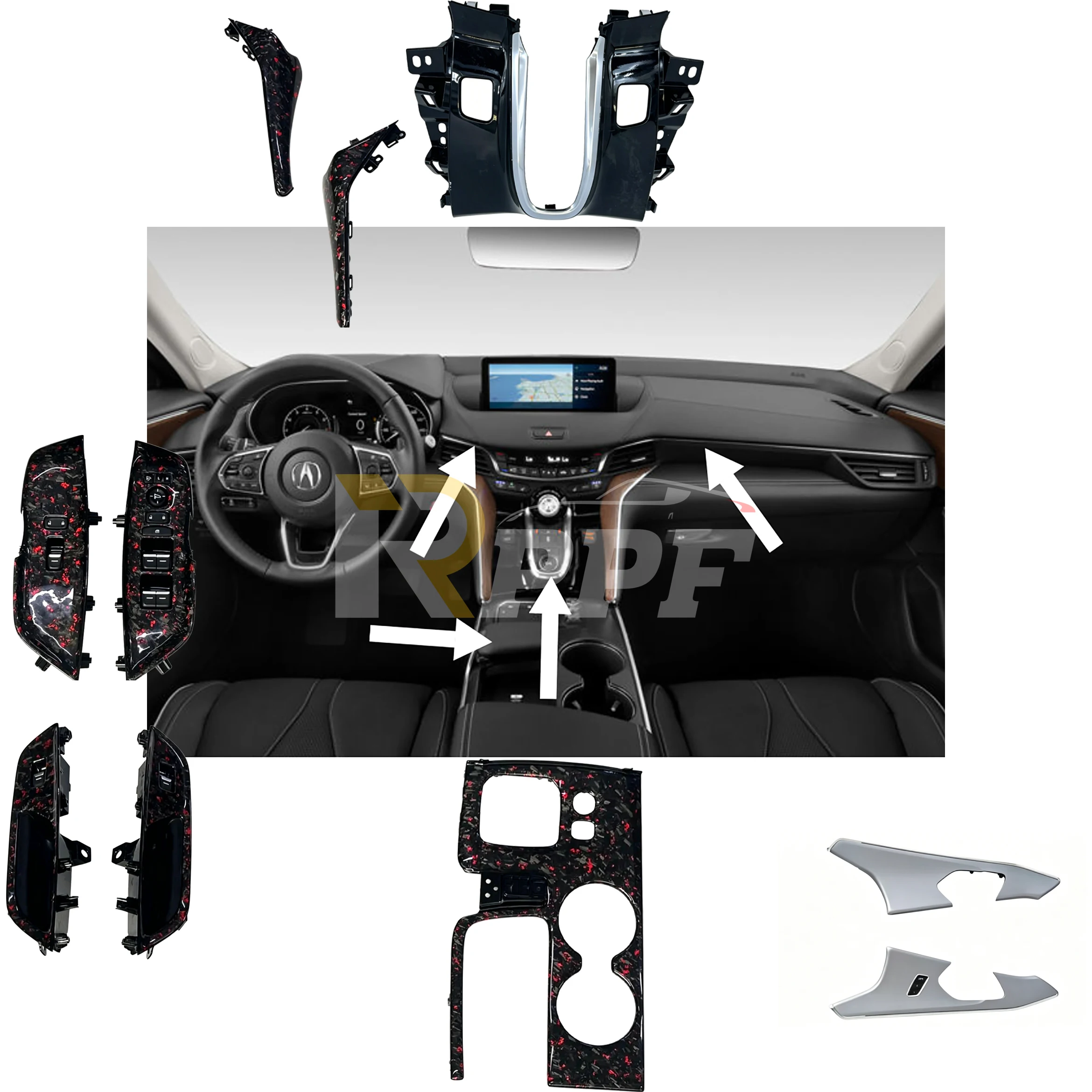 RPPF Customized Forged Carbon Fiber Center Console Panel Auto Interiors Parts for TLX 2021-2025