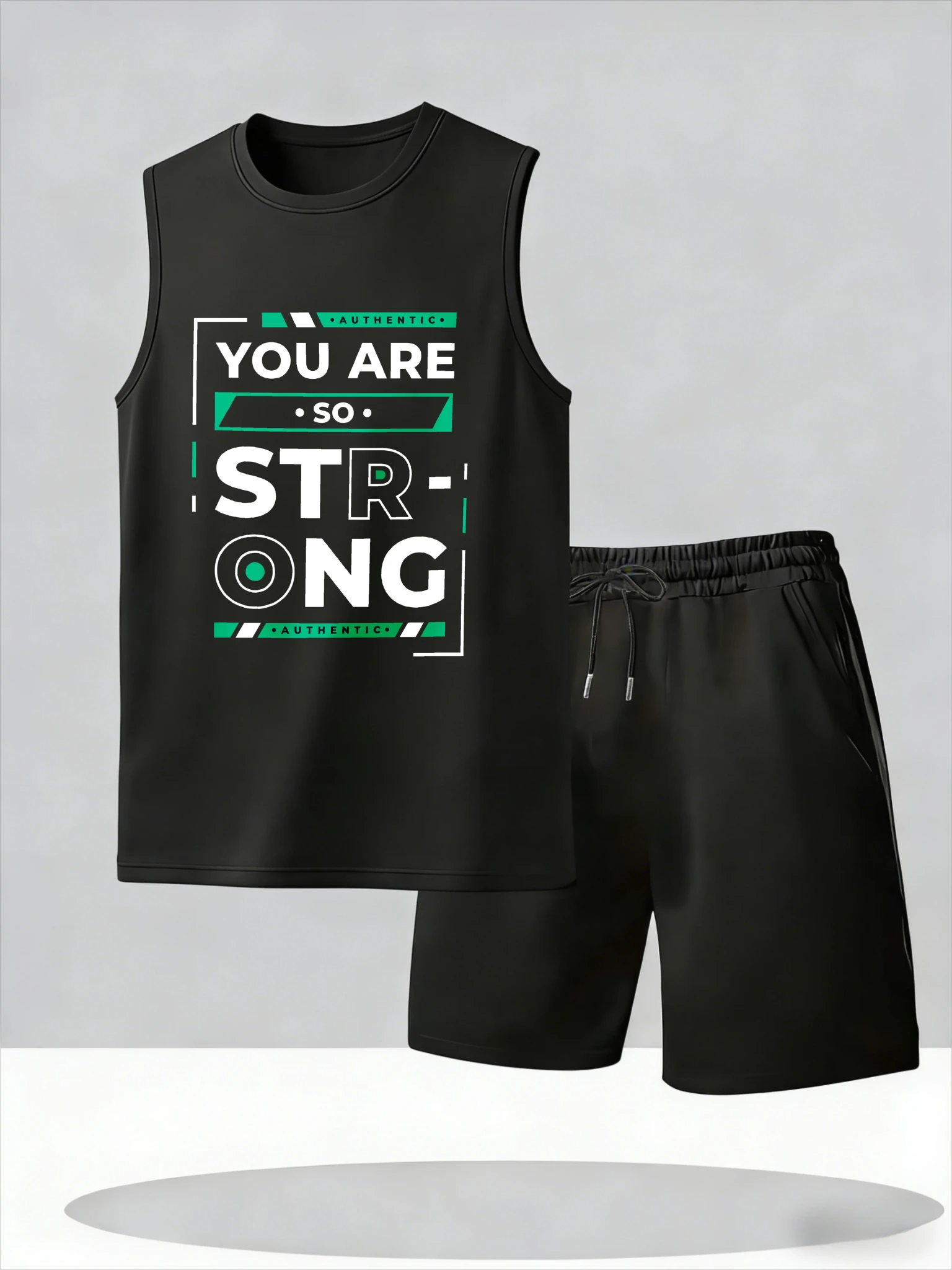 

Men's Tank Top Sets 2026 Summer Thin Quick Dry seaside beach sports sports suits crewneck Breathable two-piece set oversize