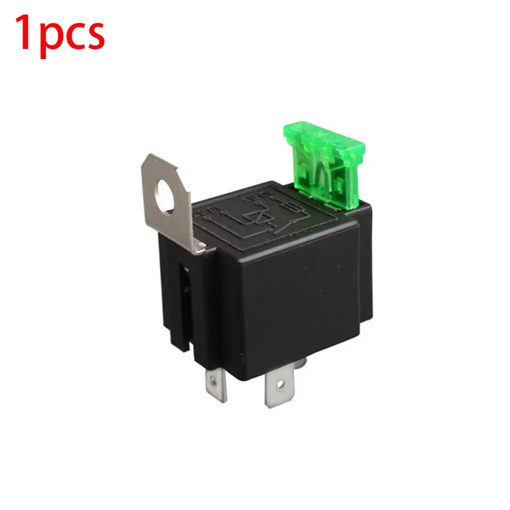 Automotive 12V Relay with 4PIN 30AMP Normally Open Contact Fused + Metal Backrest + Vibration Resistance + 30A Fuse