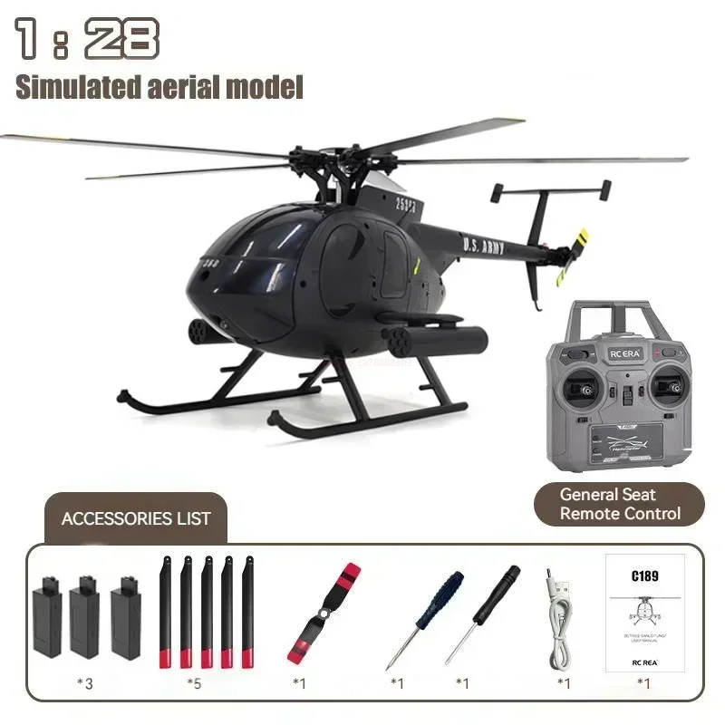 Pre-sale Rc Era New 1:28 C189 Bird Rc Helicopter Tusk Md500 Dual Brushless Simulation Model 6-axis Gyro Simulation Model Toys